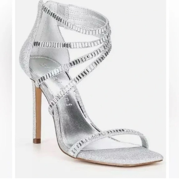 Giani Bernini Silver Strappy Heels - Picture 1 of 14